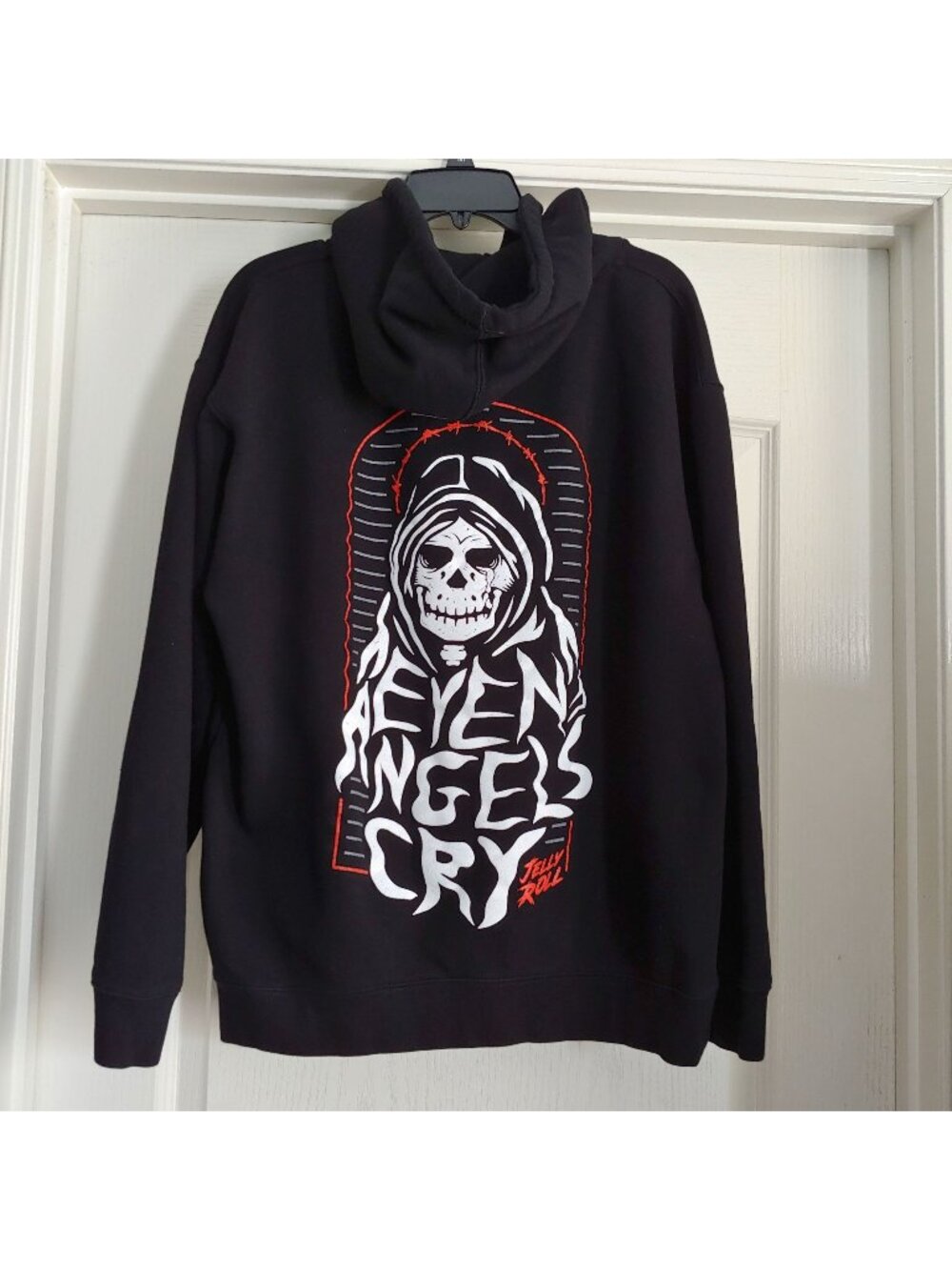 Jelly Roll Mens Even Angels Cry Zip Hoodie Graphic Music Country Rock